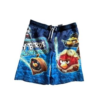 Angry Birds Star Wars Boys Swim Trunks Blue Galaxy Board Shorts Size 8